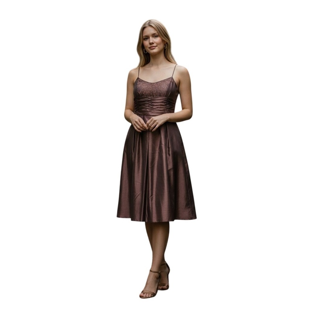 Jones Wear Dress 10 Embroidery Pleats Empire Waist Taffeta Formal Prom Glam